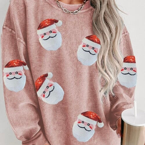 Sequin Santa Ribbed Sweatshirt