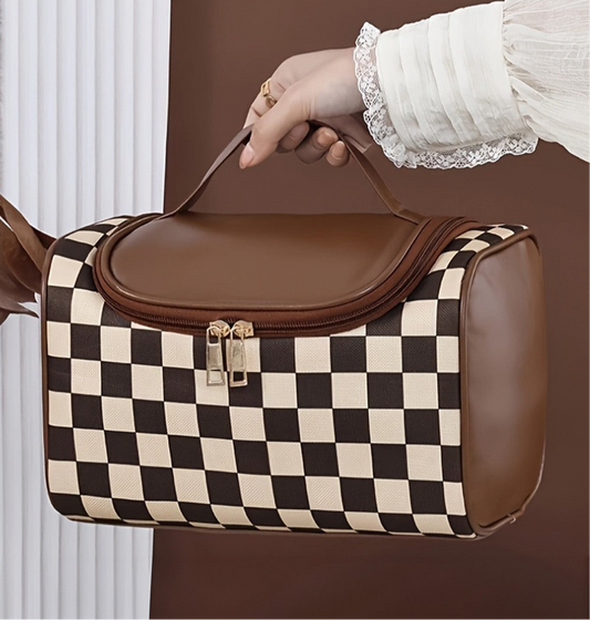 Checkered Makeup Bag