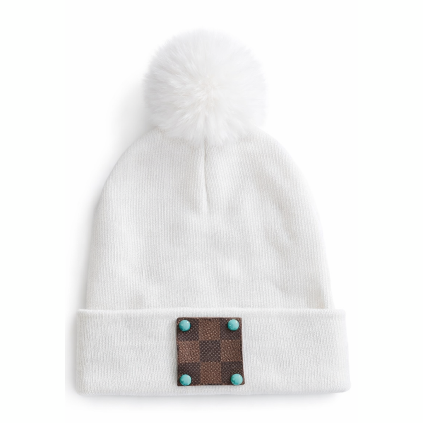 Designer Patch Pom Beanie