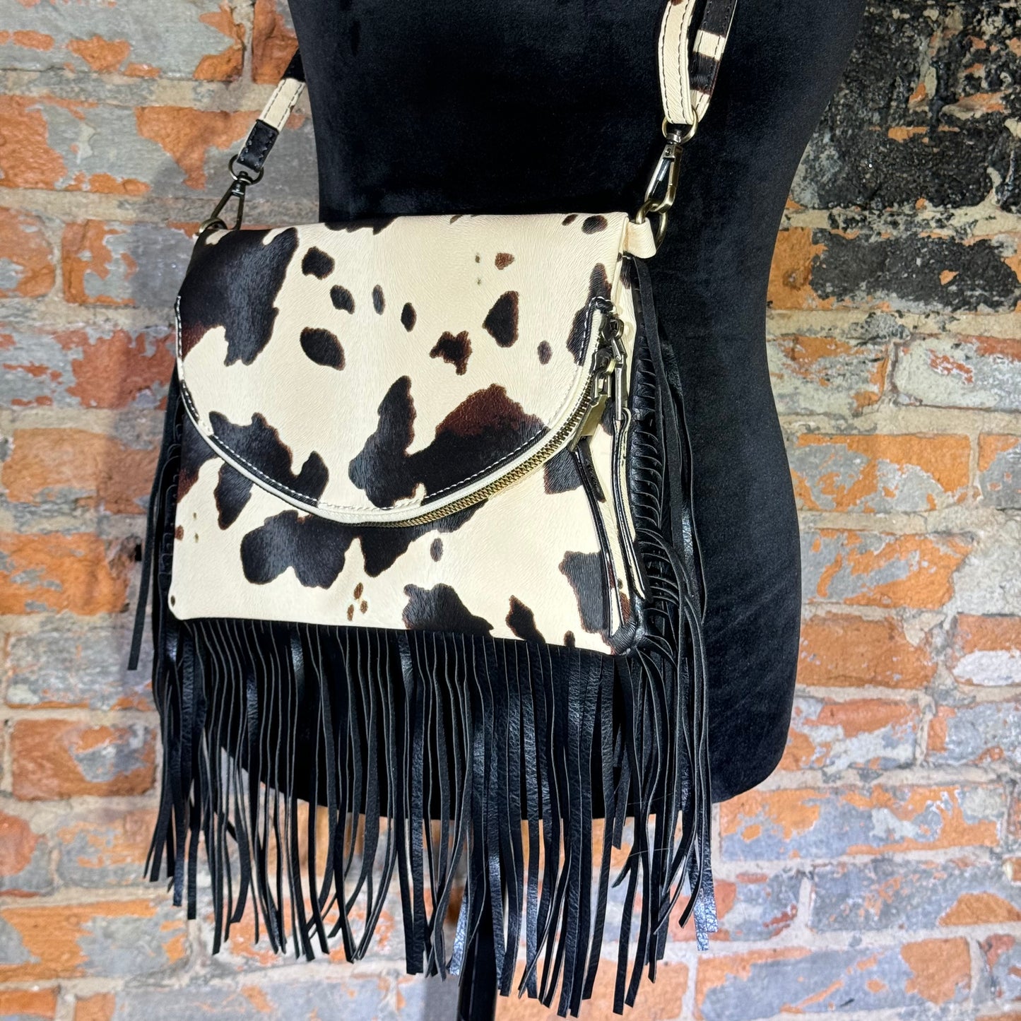 Cow Print Fringe Purse