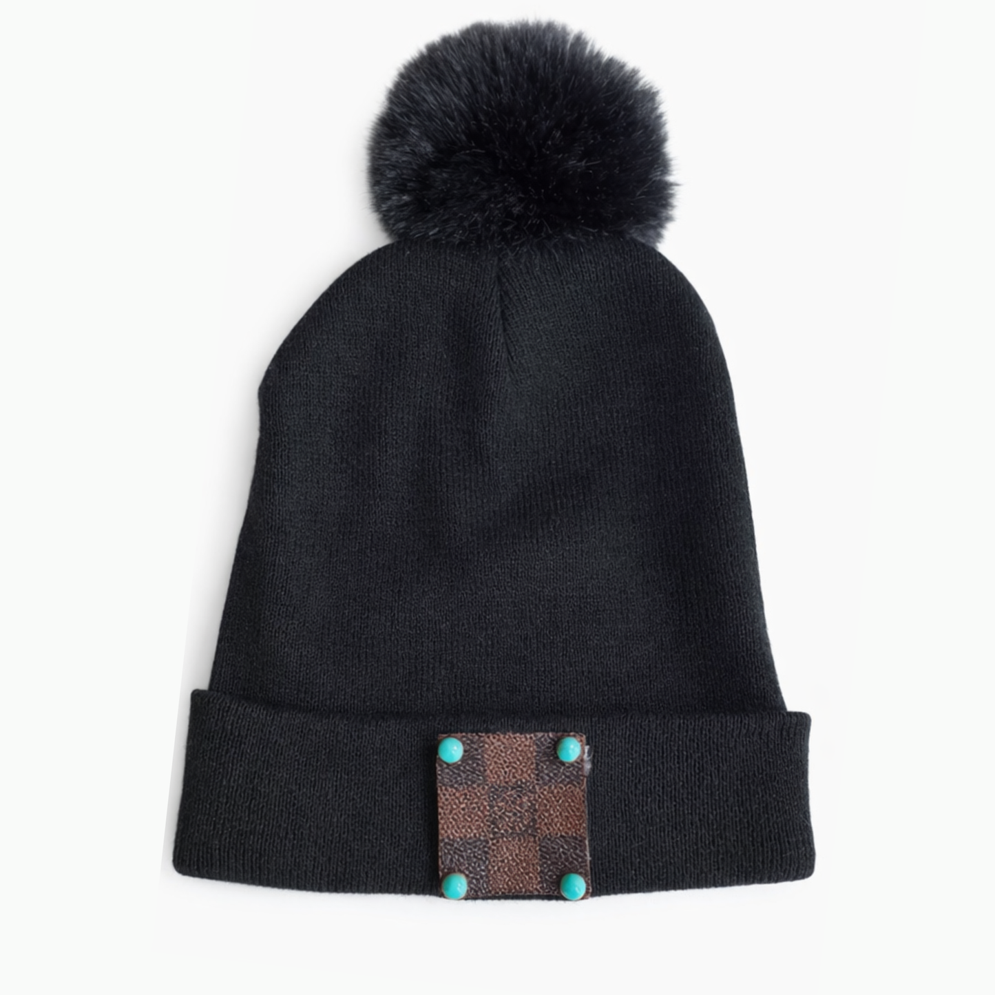 Designer Patch Pom Beanie