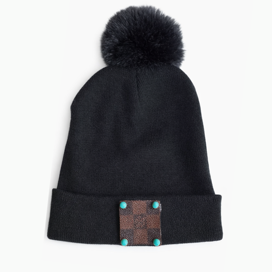 Designer Patch Pom Beanie