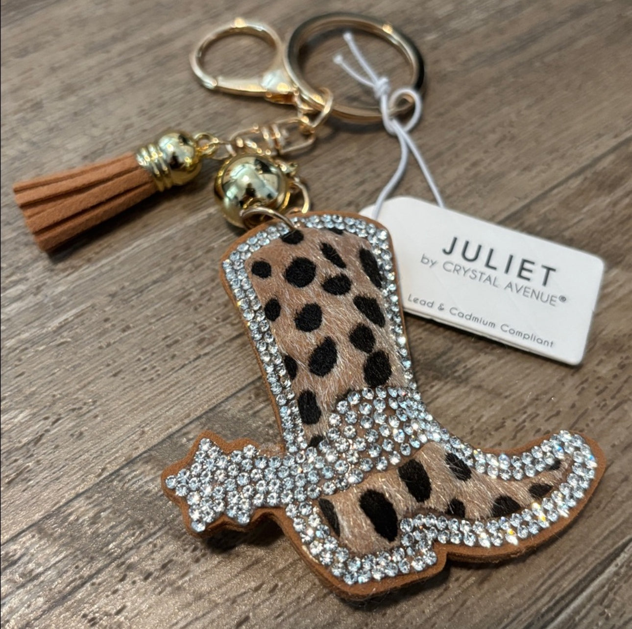 Rhinestone Cheetah Cowboy Boot Keychain